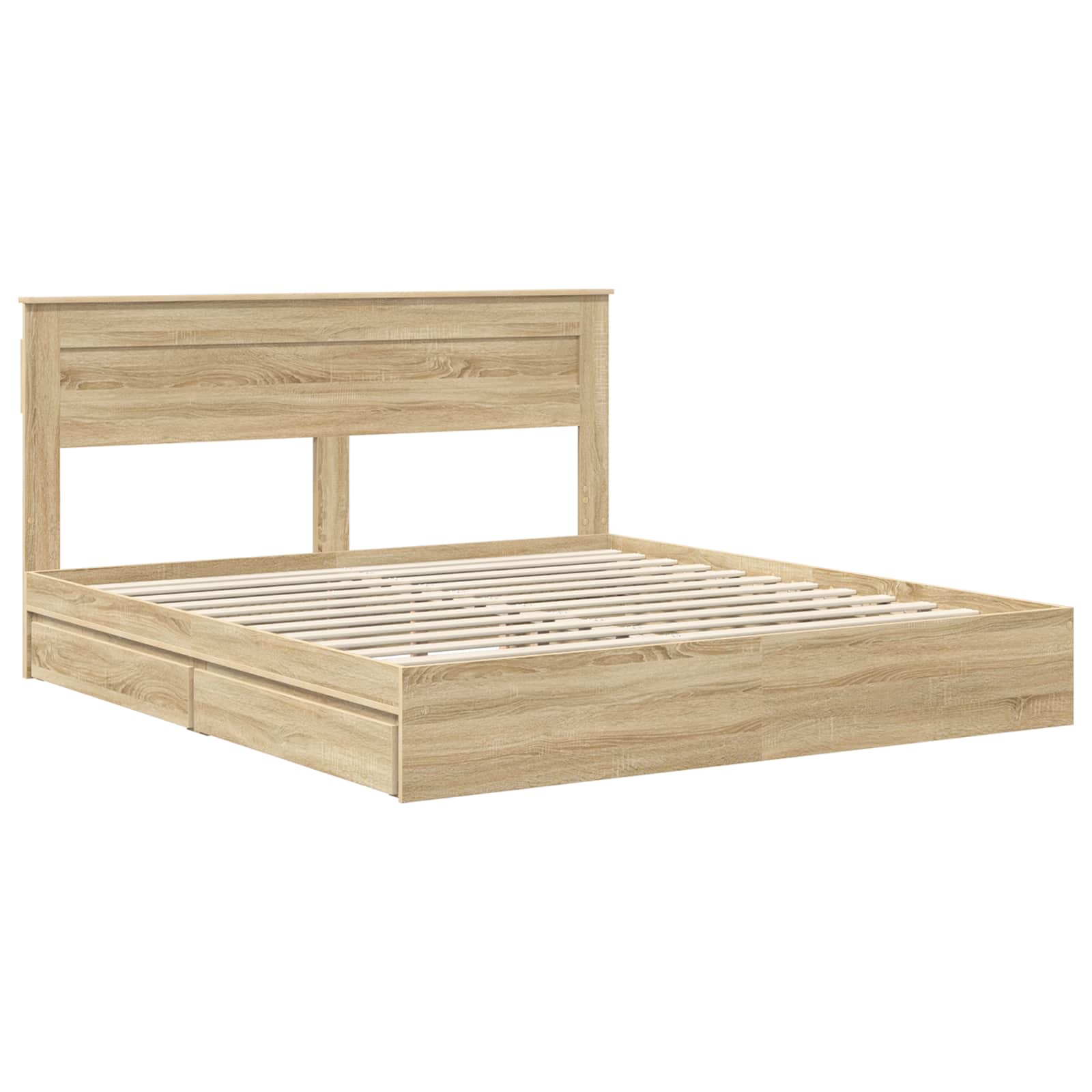 Letto con Contenitore con testiera Rovere Sonoma 180 x 200 cm | homemem39