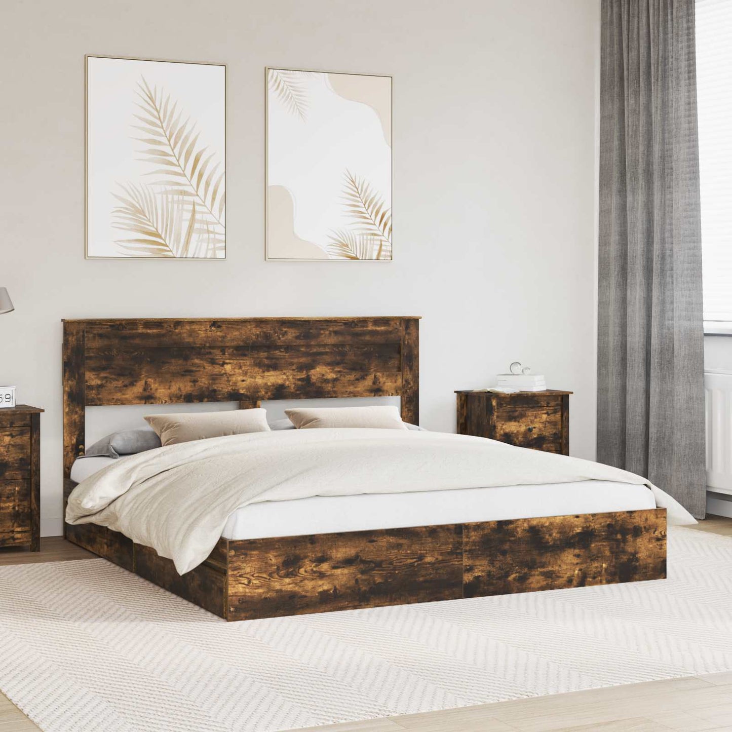 Letto con Contenitore con testiera Rovere fumé 180 x 200 cm | homemem39