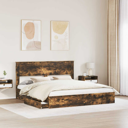 Letto con Contenitore con testiera Rovere fumé 180 x 200 cm | homemem39