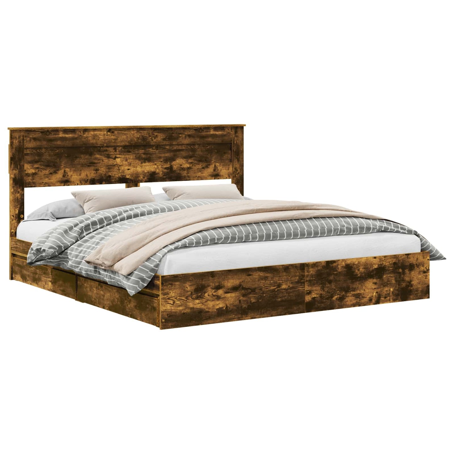 Letto con Contenitore con testiera Rovere fumé 180 x 200 cm | homemem39