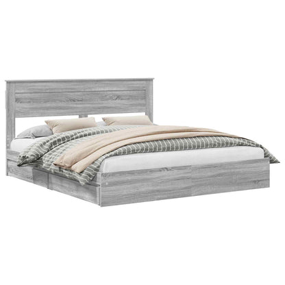 Letto con Contenitore con testiera Grigio Sonoma 180 x 200 cm | homemem39