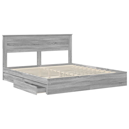 Letto con Contenitore con testiera Grigio Sonoma 180 x 200 cm | homemem39
