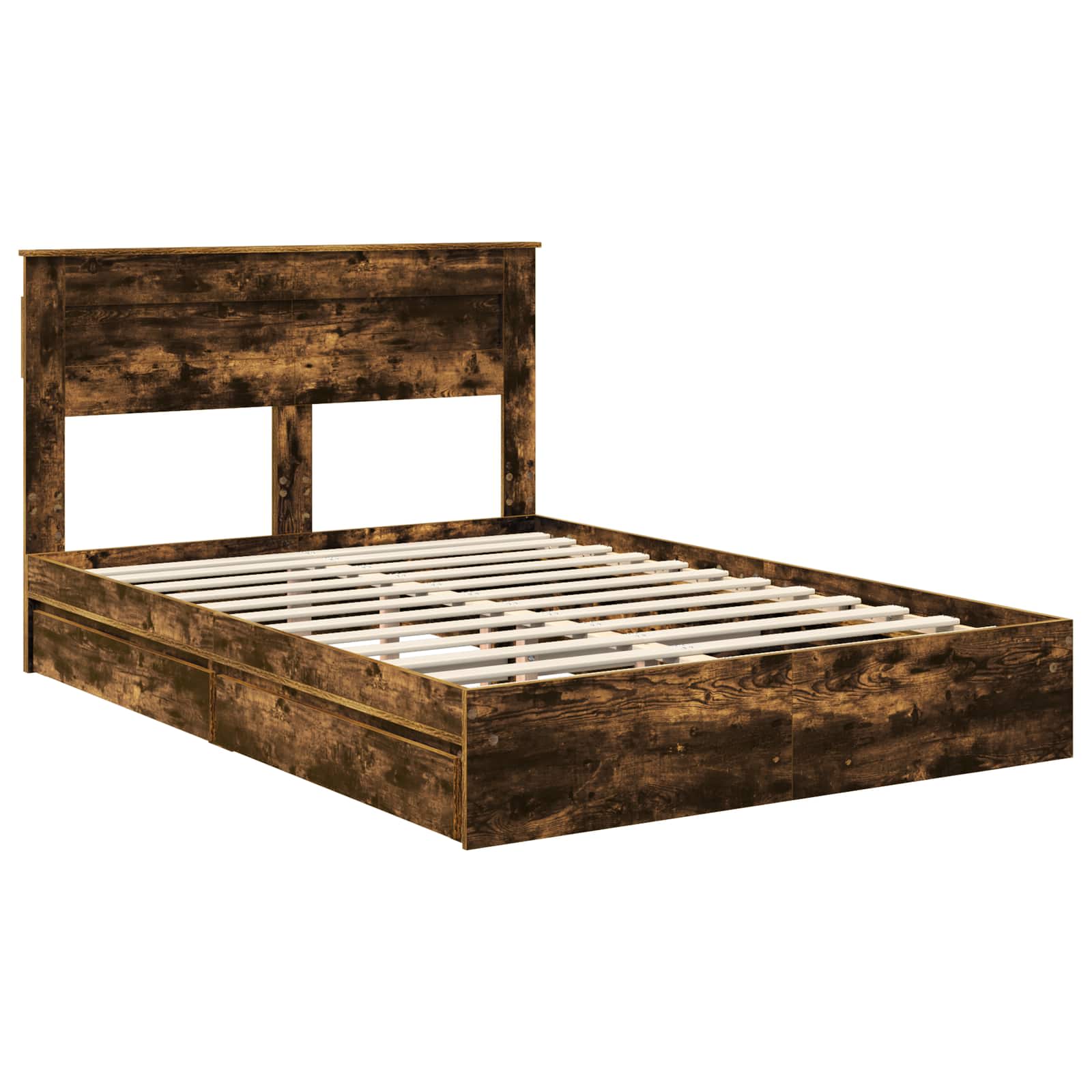 Letto con Contenitore con testiera Rovere fumé 160 x 200 cm | homemem39