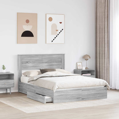 Letto con Contenitore con testiera Grigio Sonoma 160 x 200 cm | homemem39