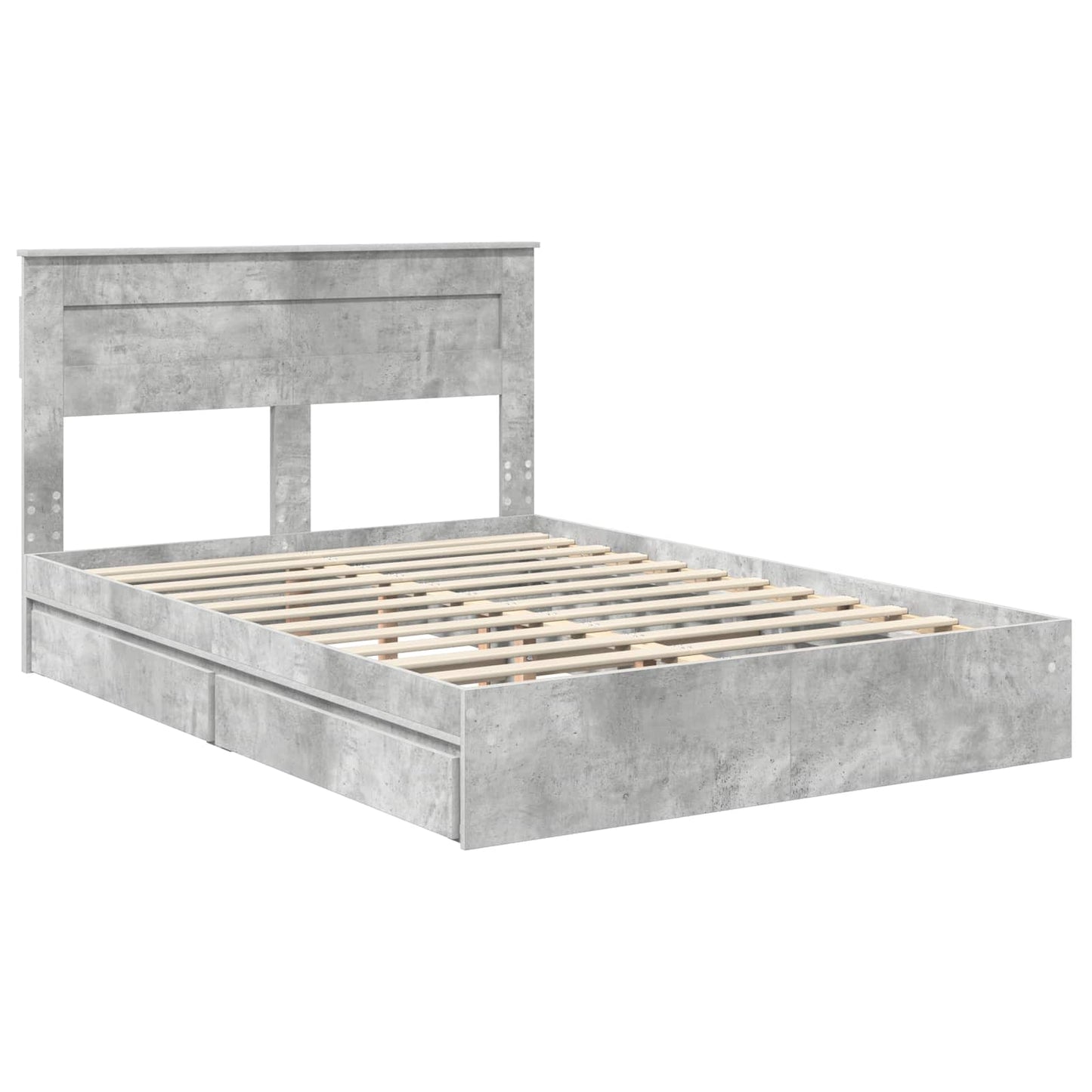 Letto con Contenitore con testiera Grigio cemento 150 x 200 cm | homemem39