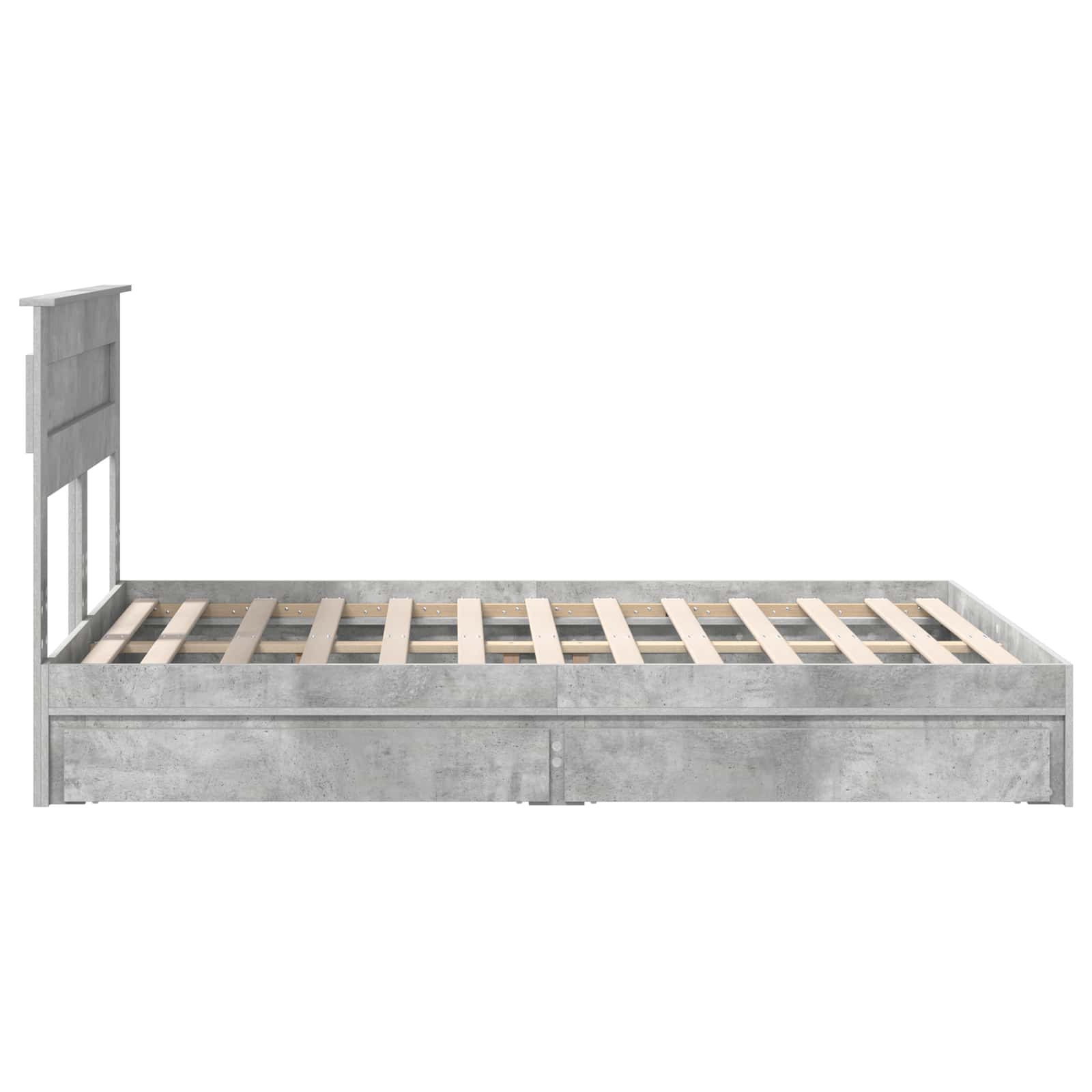 Letto con Contenitore con testiera Grigio cemento 150 x 200 cm | homemem39