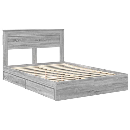 Letto con Contenitore con testiera Grigio Sonoma 150 x 200 cm | homemem39