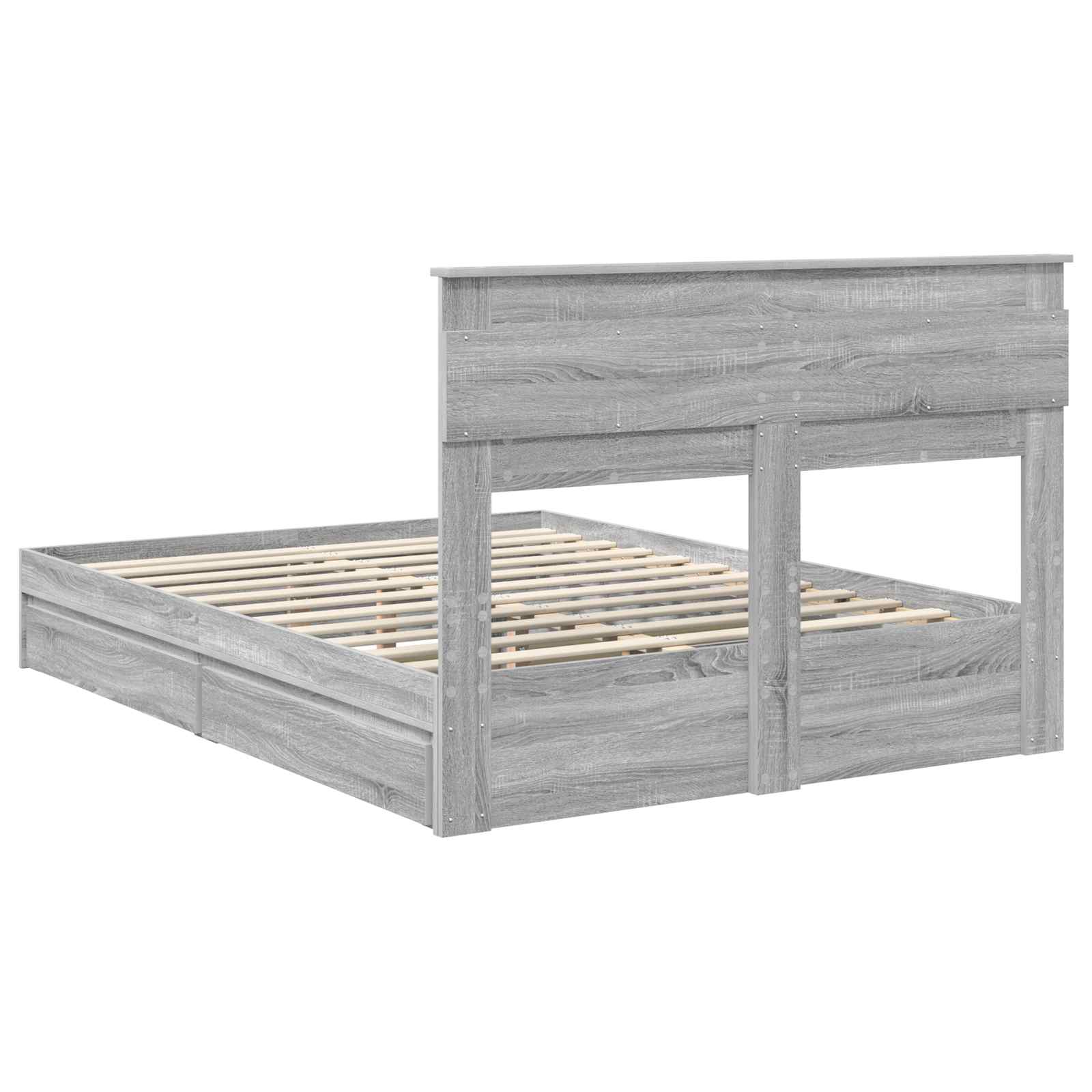 Letto con Contenitore con testiera Grigio Sonoma 150 x 200 cm | homemem39