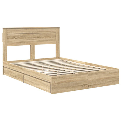 Letto con Contenitore con testiera Rovere Sonoma 140 x 190 cm | homemem39