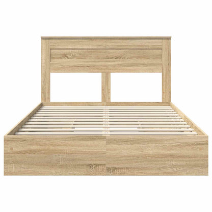 Letto con Contenitore con testiera Rovere Sonoma 140 x 190 cm | homemem39