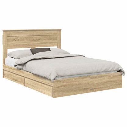 Letto con Contenitore con testiera Rovere Sonoma 140 x 200 cm | homemem39