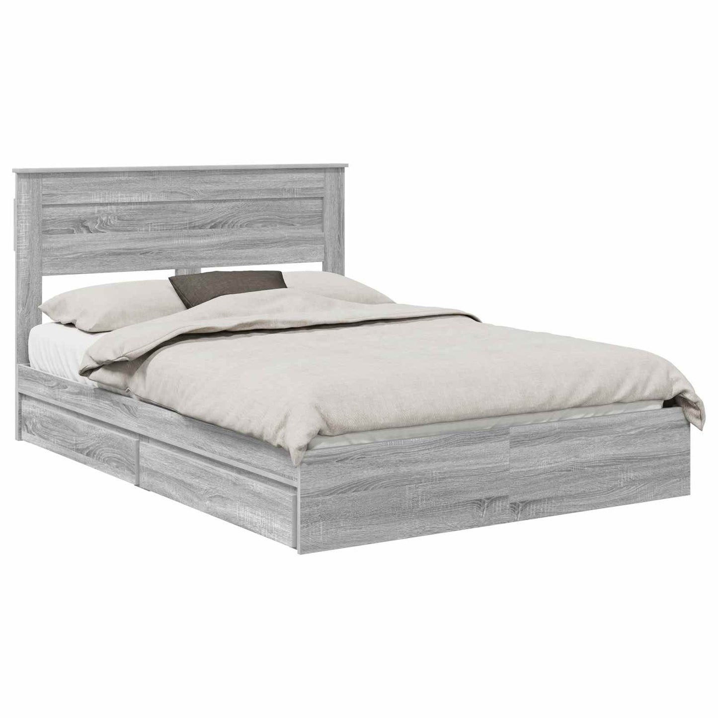 Letto con Contenitore con testiera Grigio Sonoma 140 x 200 cm | homemem39