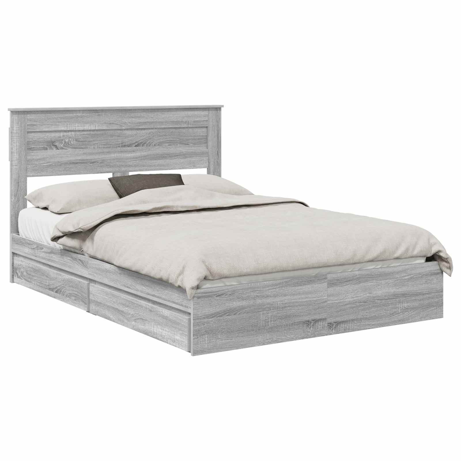 Letto con Contenitore con testiera Grigio Sonoma 140 x 200 cm | homemem39