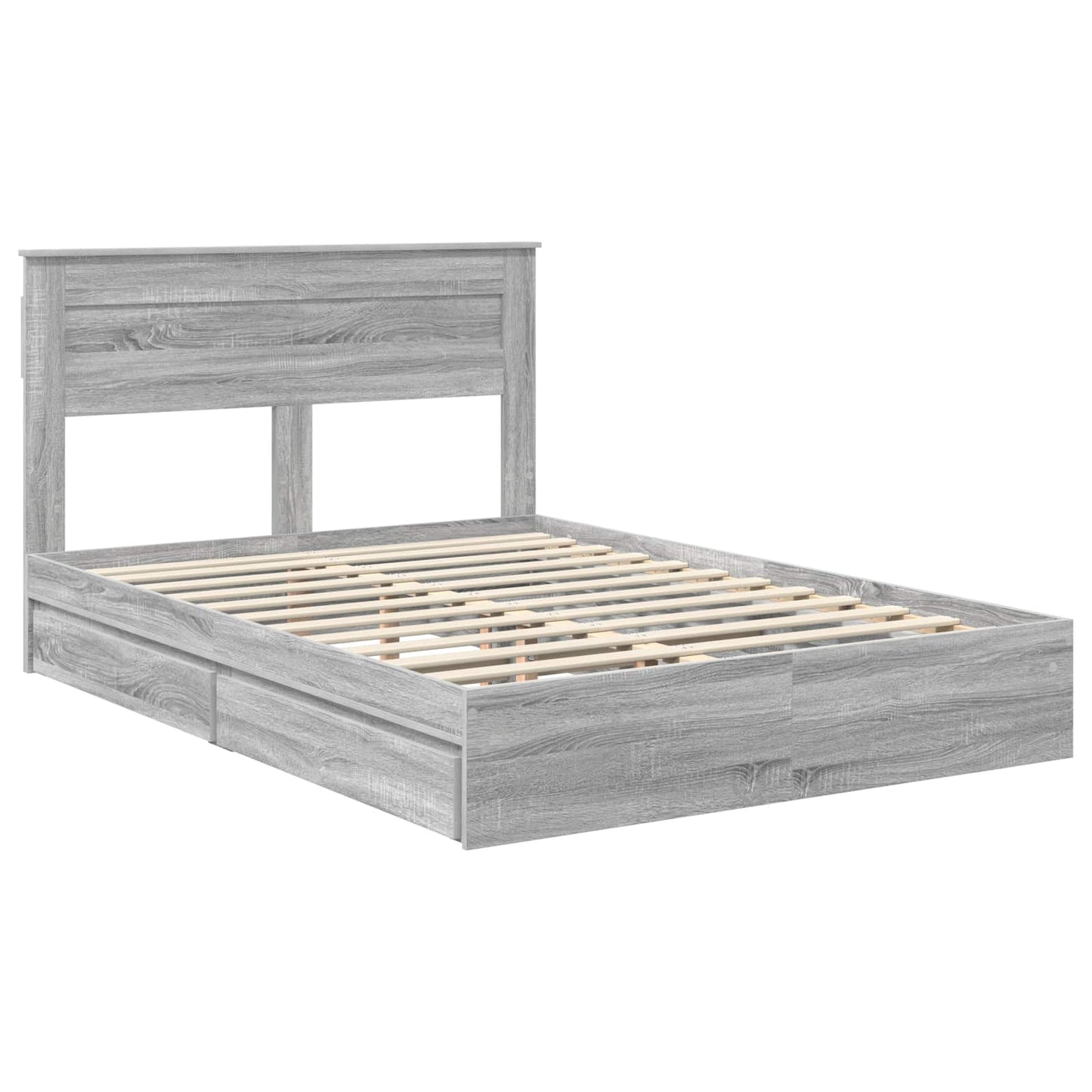 Letto con Contenitore con testiera Grigio Sonoma 140 x 200 cm | homemem39