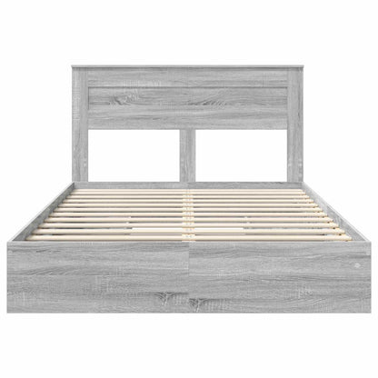 Letto con Contenitore con testiera Grigio Sonoma 140 x 200 cm | homemem39