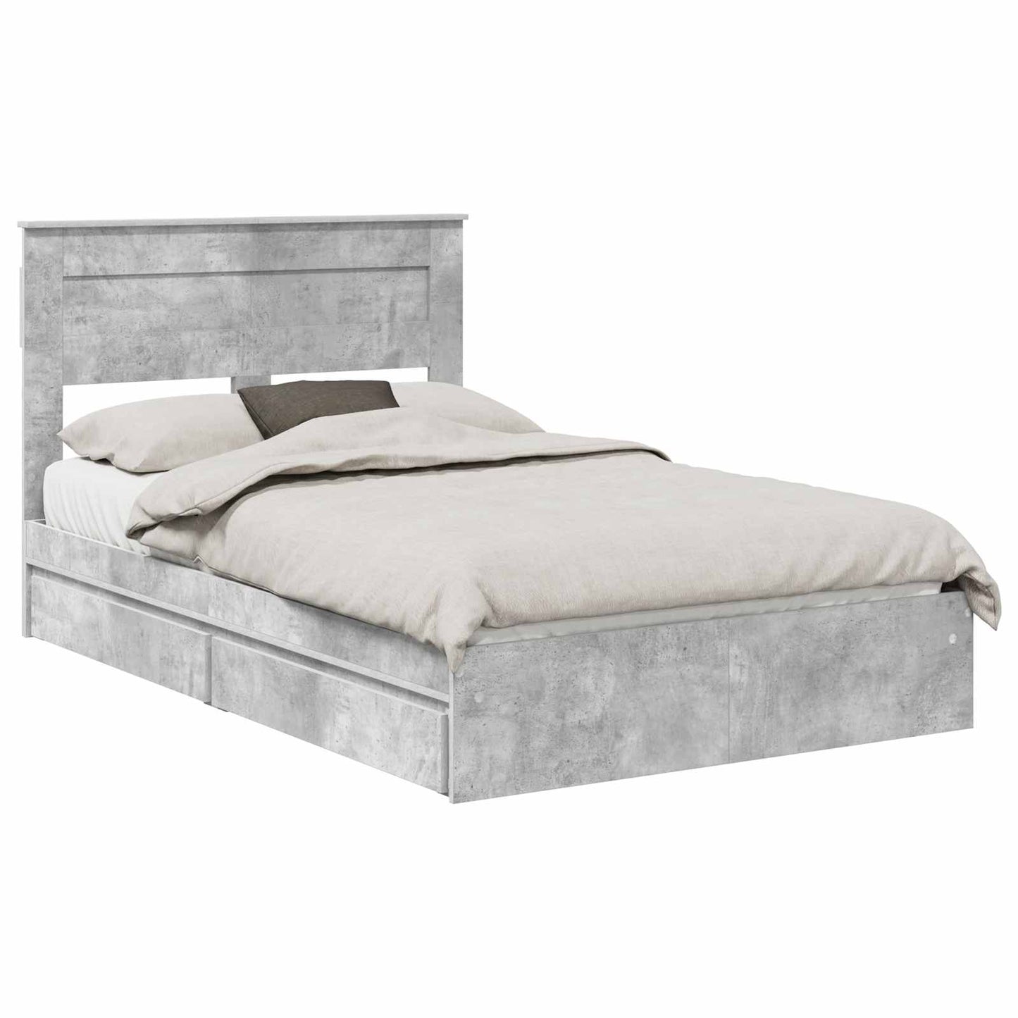 Letto con Contenitore con testiera Grigio cemento 135 x 190 cm | homemem39