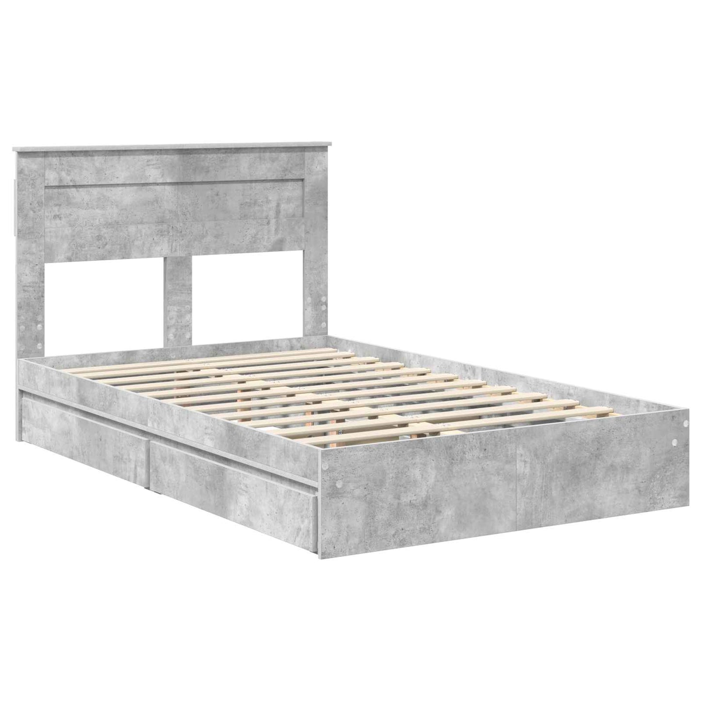 Letto con Contenitore con testiera Grigio cemento 135 x 190 cm | homemem39