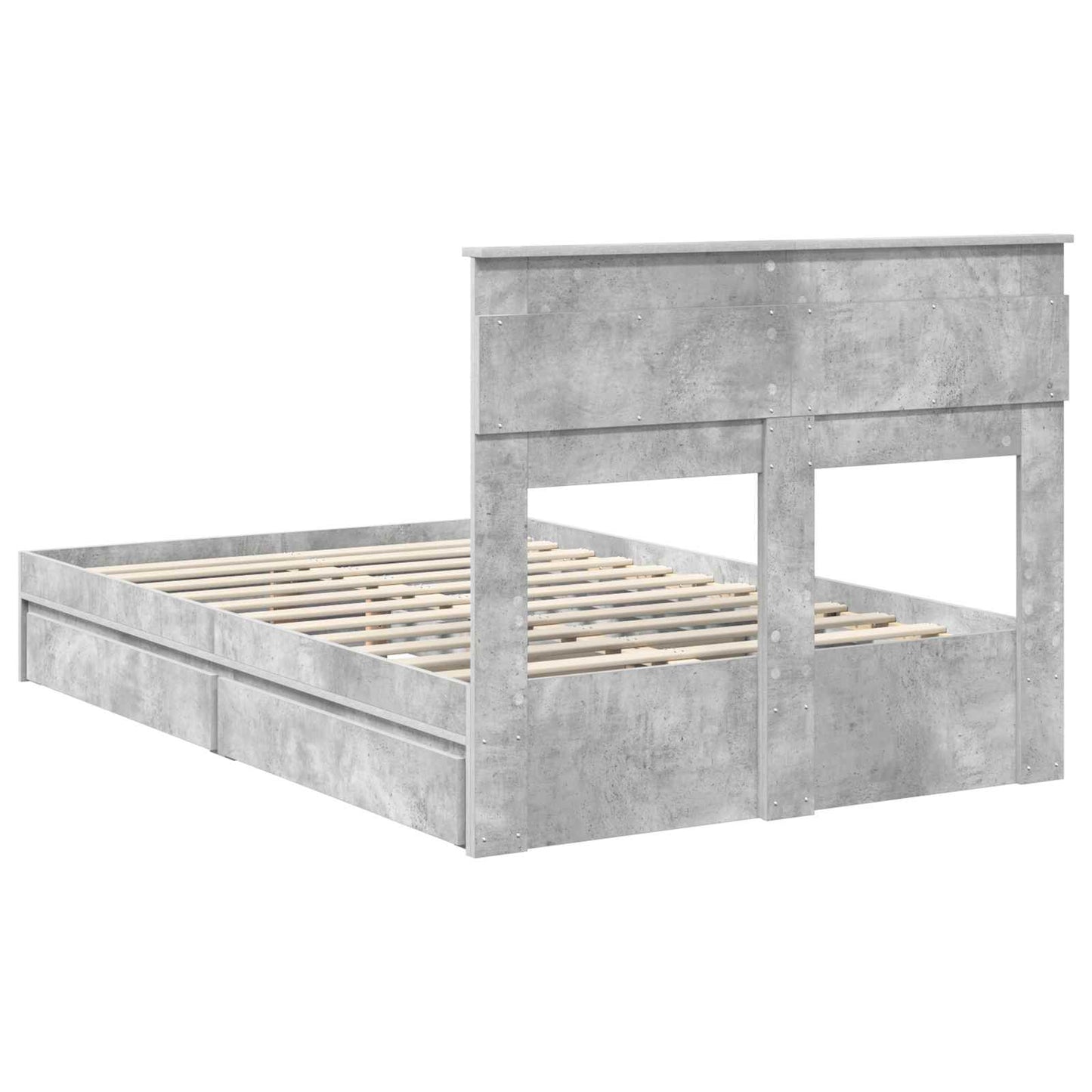 Letto con Contenitore con testiera Grigio cemento 135 x 190 cm | homemem39