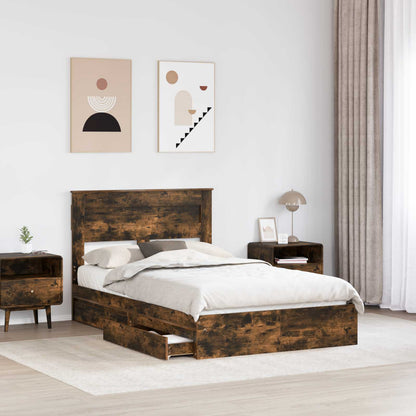 Letto con Contenitore con testiera Rovere fumé 135 x 190 cm | homemem39