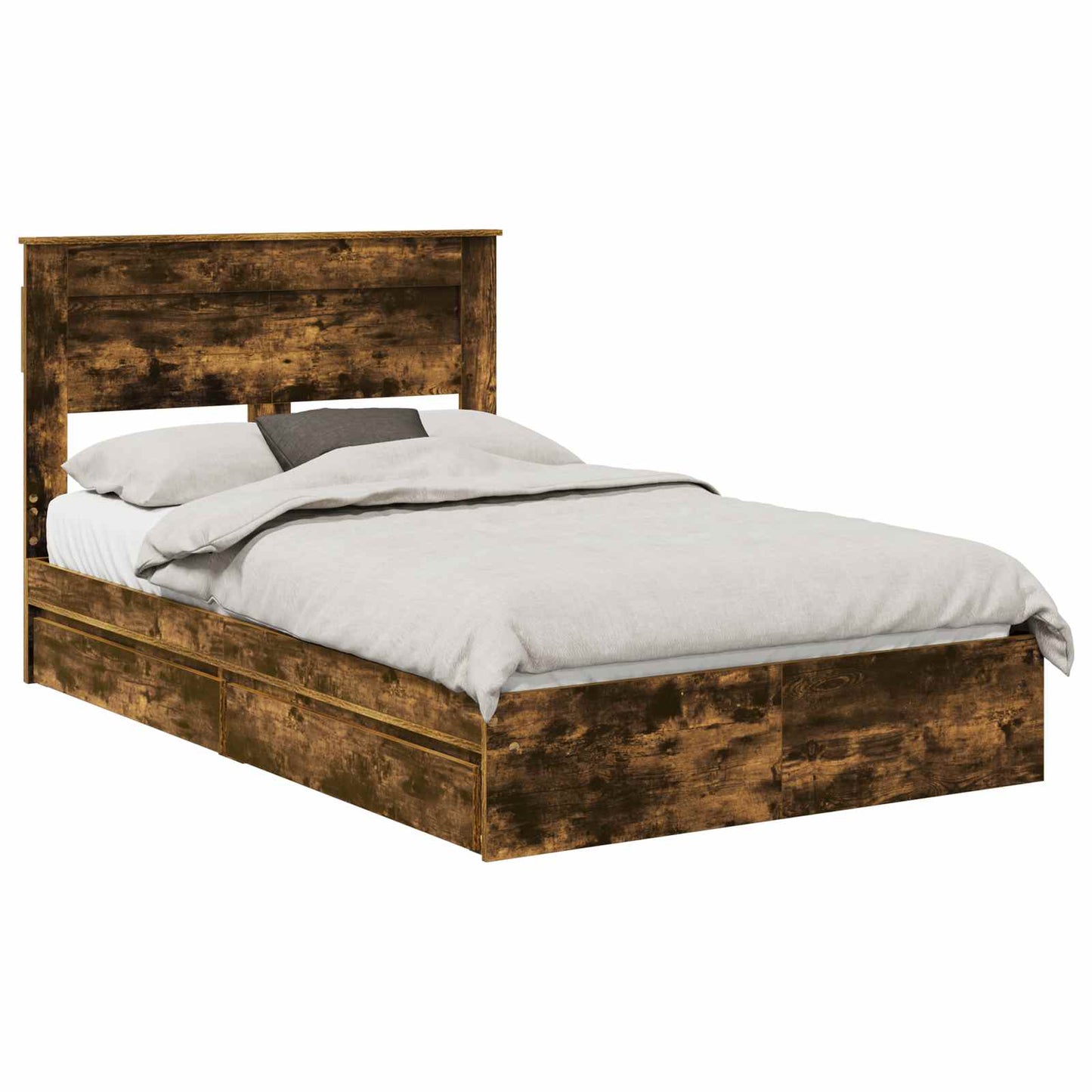 Letto con Contenitore con testiera Rovere fumé 135 x 190 cm | homemem39