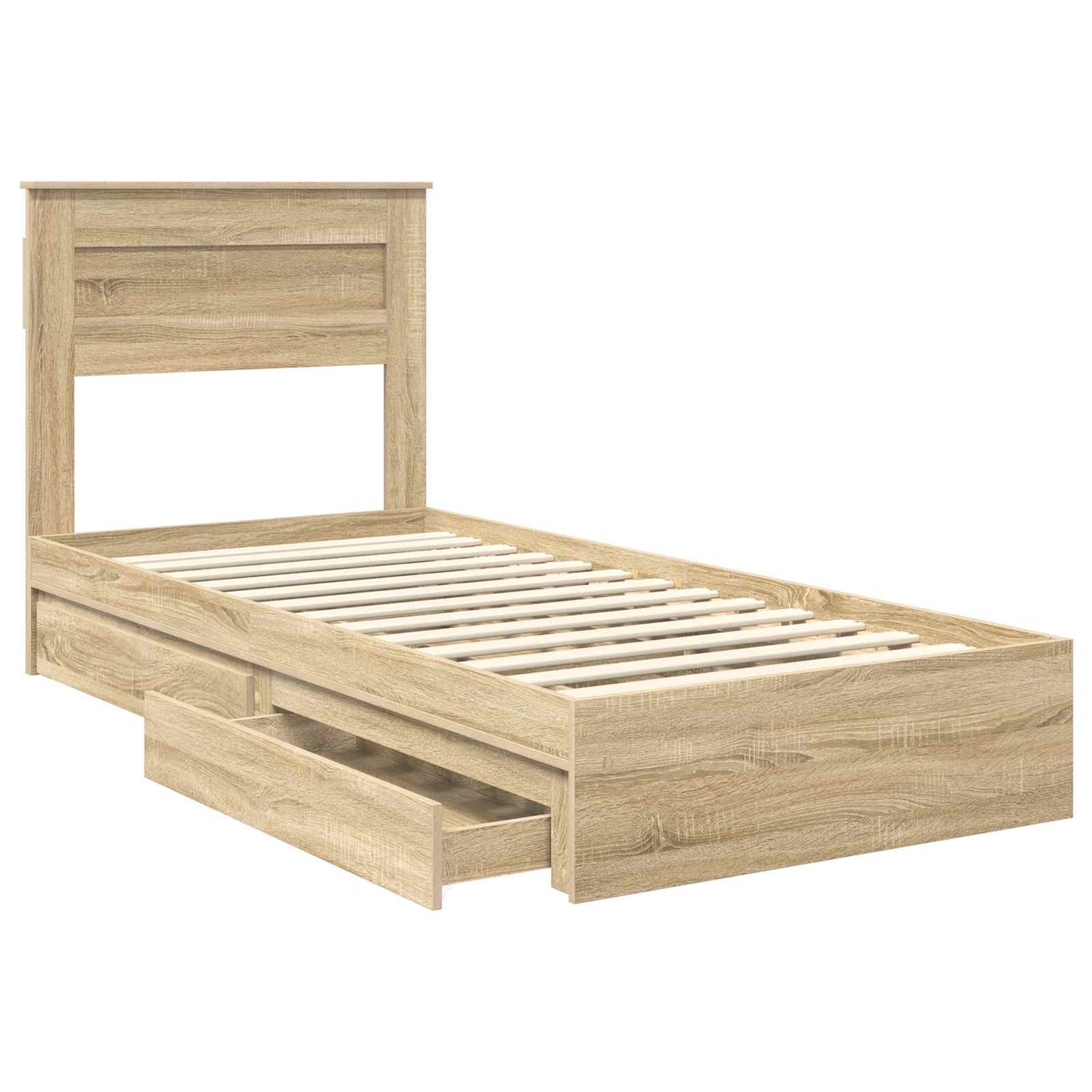 Letto con Contenitore con testiera Rovere Sonoma 100 x 200 cm | homemem39