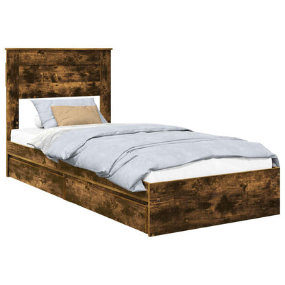Letto con Contenitore con testiera Rovere fumé 100 x 200 cm | homemem39