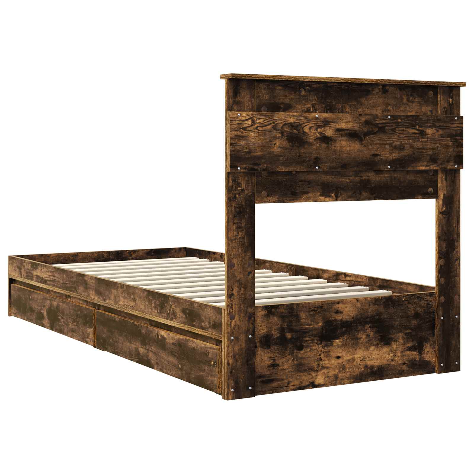 Letto con Contenitore con testiera Rovere fumé 100 x 200 cm | homemem39