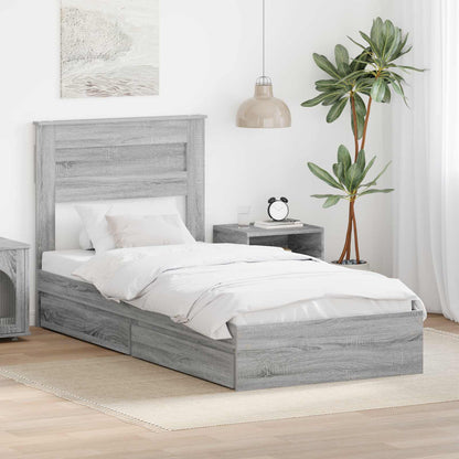 Letto con Contenitore con testiera Grigio Sonoma 100 x 200 cm | homemem39