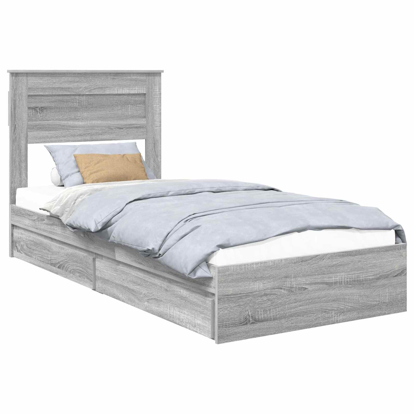 Letto con Contenitore con testiera Grigio Sonoma 100 x 200 cm | homemem39