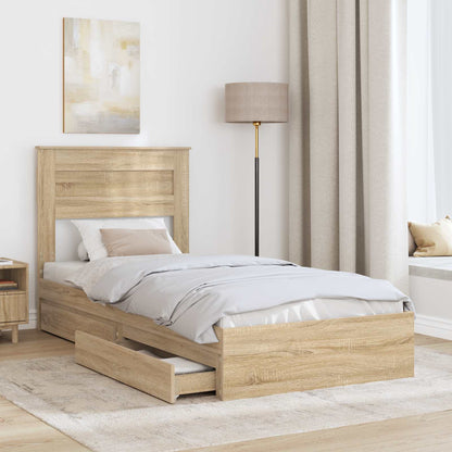 Letto con Contenitore con testiera Rovere Sonoma 90 x 190 cm | homemem39