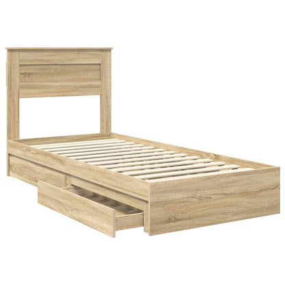 Letto con Contenitore con testiera Rovere Sonoma 90 x 190 cm | homemem39