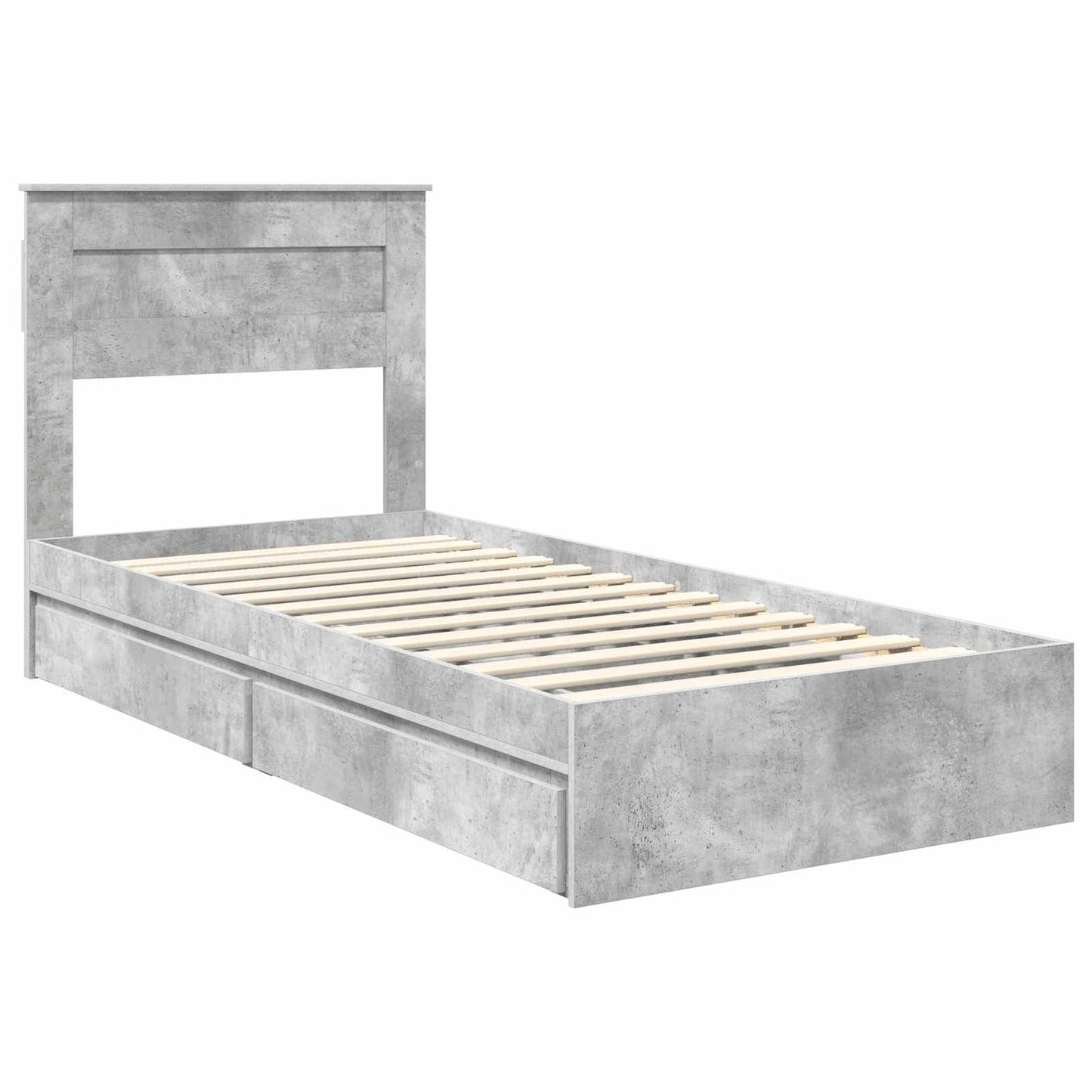 Letto con Contenitore con testiera Grigio cemento 90 x 190 cm | homemem39