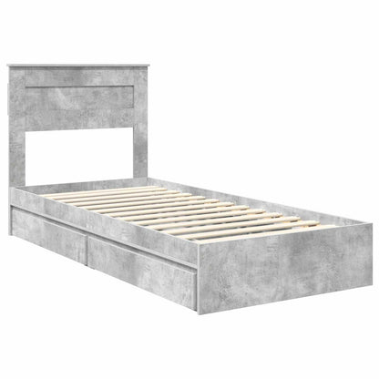 Letto con Contenitore con testiera Grigio cemento 90 x 190 cm | homemem39