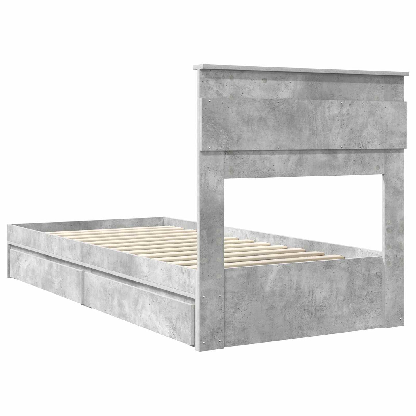 Letto con Contenitore con testiera Grigio cemento 90 x 190 cm | homemem39