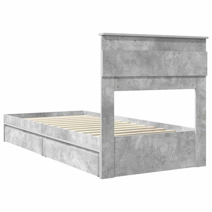 Letto con Contenitore con testiera Grigio cemento 90 x 190 cm | homemem39