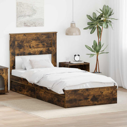Letto con Contenitore Rovere fumé 90 x 190 cm Legno multistrato | homemem39