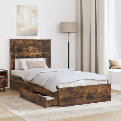 Letto con Contenitore Rovere fumé 90 x 190 cm Legno multistrato | homemem39