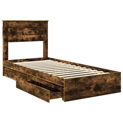 Letto con Contenitore Rovere fumé 90 x 190 cm Legno multistrato | homemem39