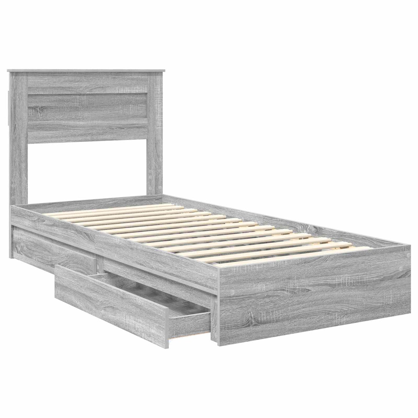Letto con Contenitore con testiera Grigio Sonoma 90 x 190 cm | homemem39