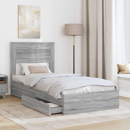 Letto con Contenitore con testiera Grigio Sonoma 90 x 200 cm | homemem39