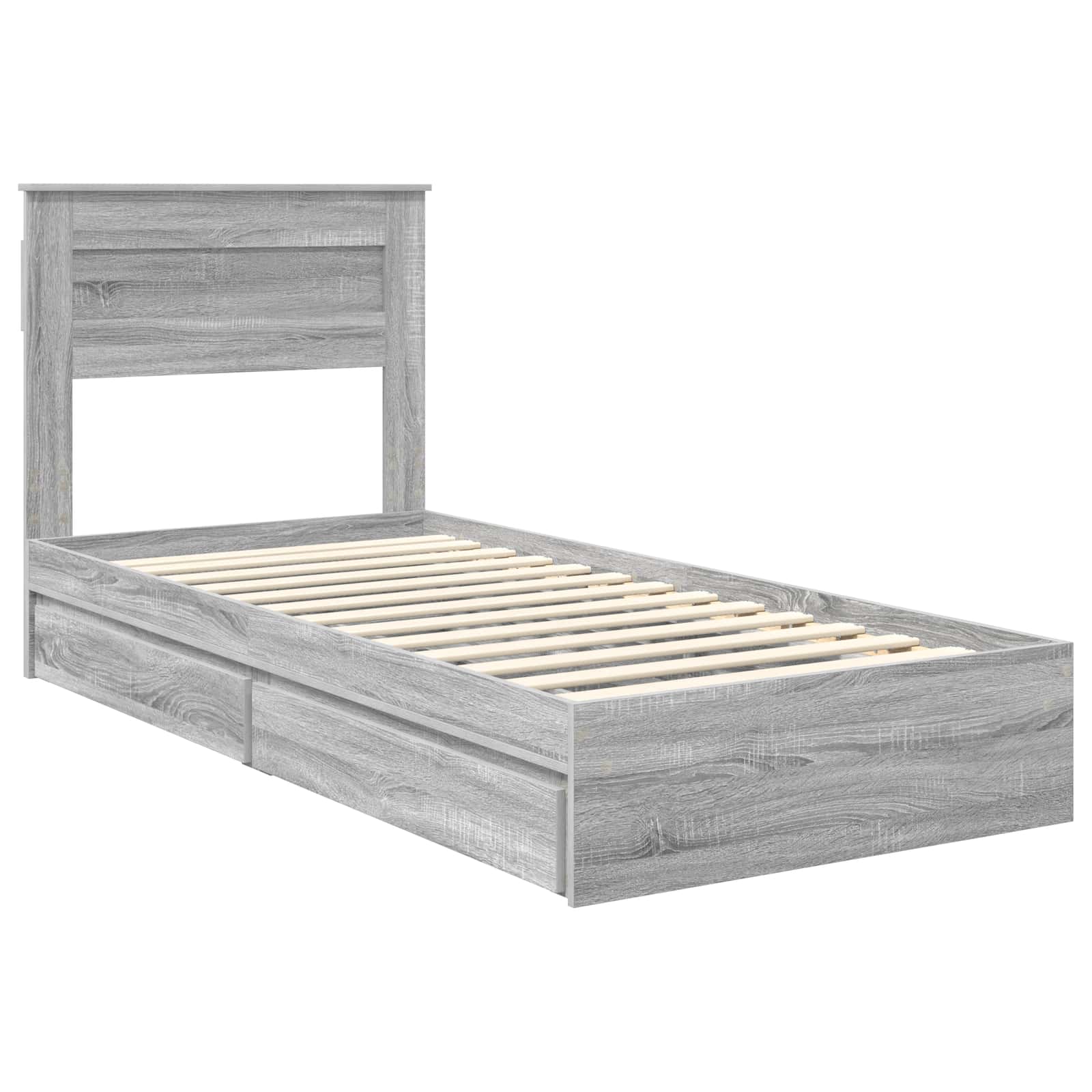 Letto con Contenitore con testiera Grigio Sonoma 90 x 200 cm | homemem39