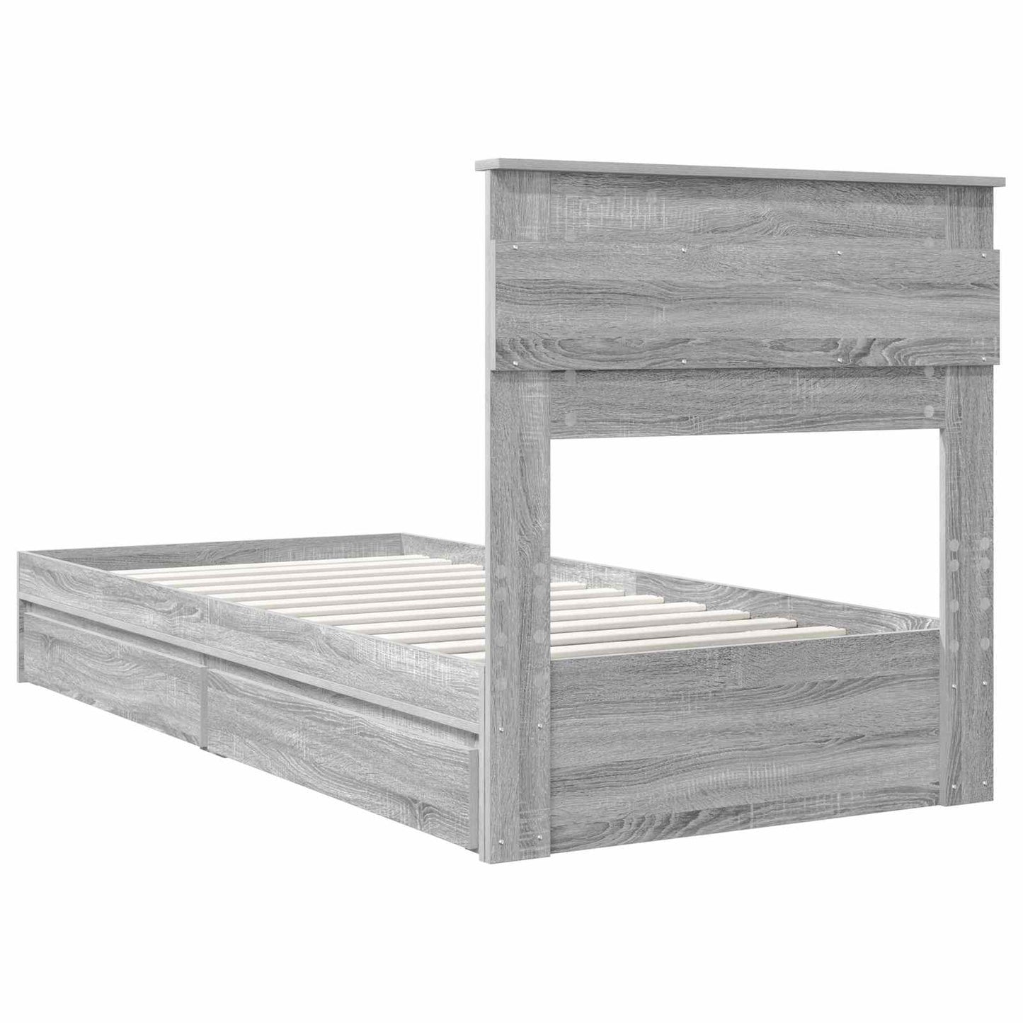 Letto con Contenitore con testiera Grigio Sonoma 90 x 200 cm | homemem39