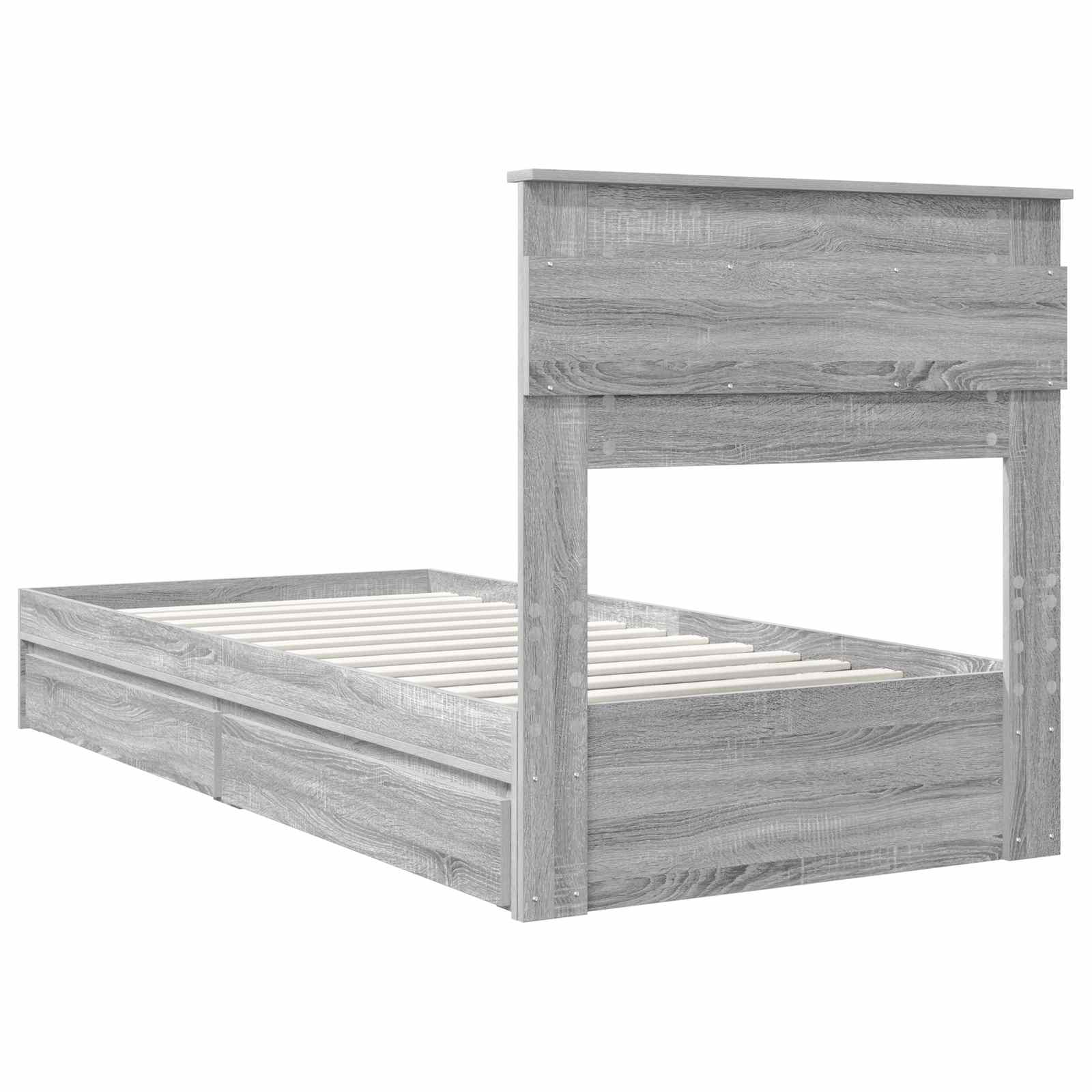 Letto con Contenitore con testiera Grigio Sonoma 90 x 200 cm | homemem39