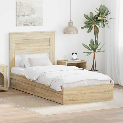 Letto con Contenitore con testiera Rovere Sonoma 75 x 190 cm