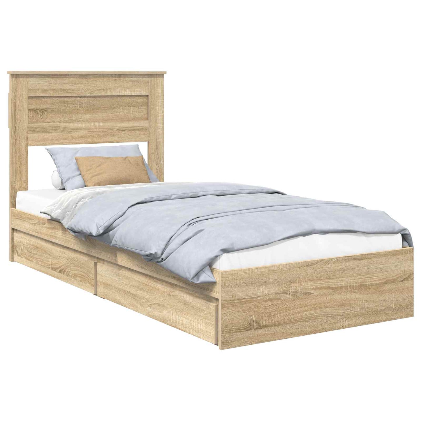 Letto con Contenitore con testiera Rovere Sonoma 75 x 190 cm | homemem39
