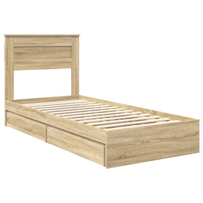 Letto con Contenitore con testiera Rovere Sonoma 75 x 190 cm | homemem39
