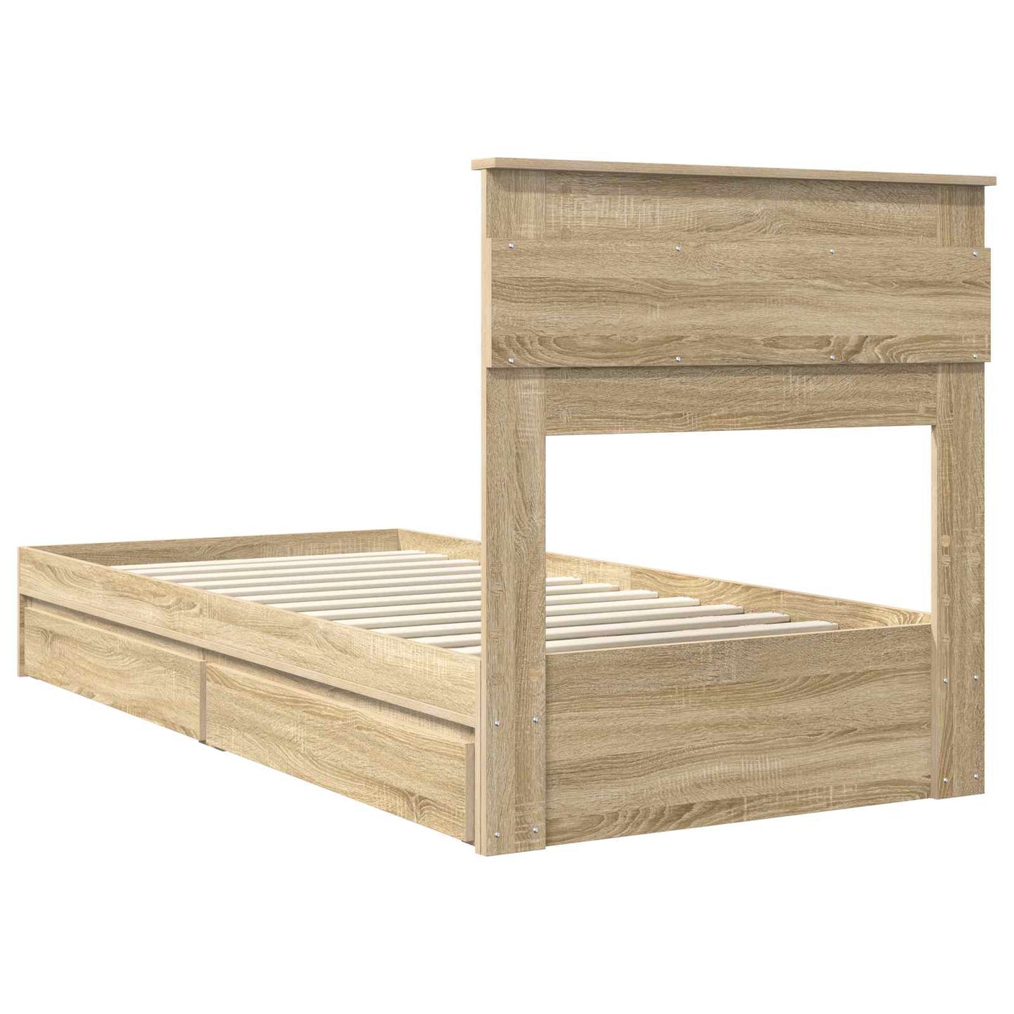 Letto con Contenitore con testiera Rovere Sonoma 75 x 190 cm | homemem39