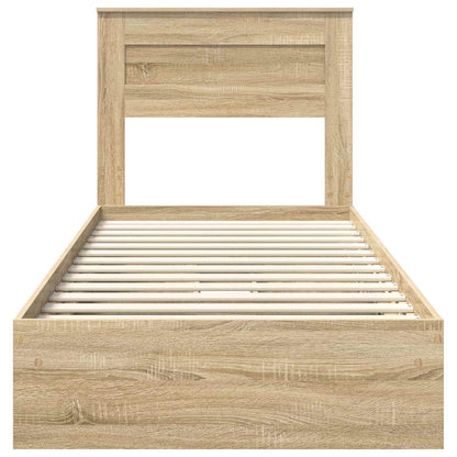 Letto con Contenitore con testiera Rovere Sonoma 75 x 190 cm | homemem39