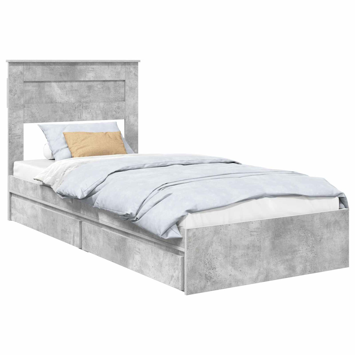 Letto con Contenitore con testiera Grigio cemento 75 x 190 cm | homemem39