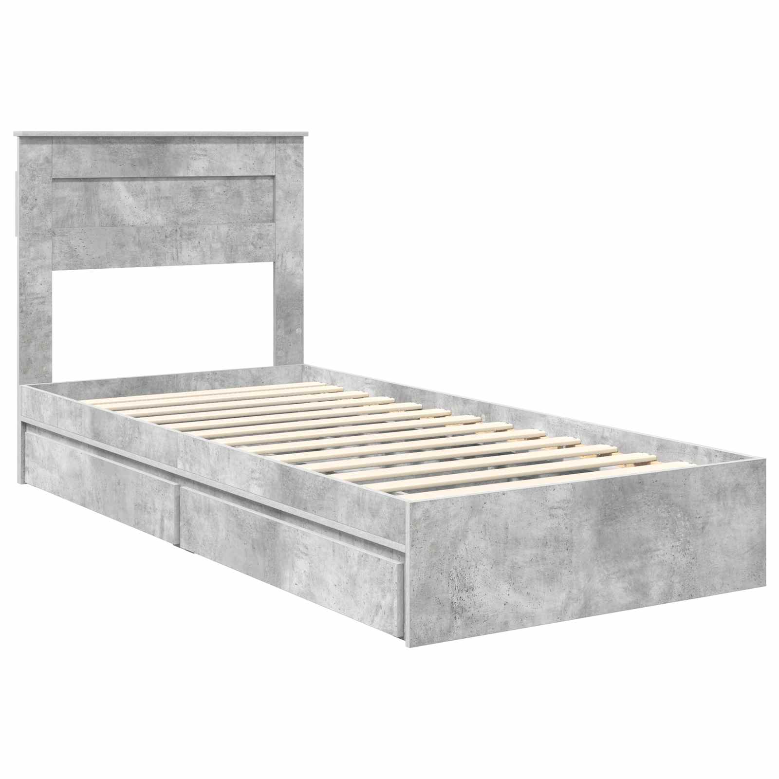 Letto con Contenitore con testiera Grigio cemento 75 x 190 cm | homemem39